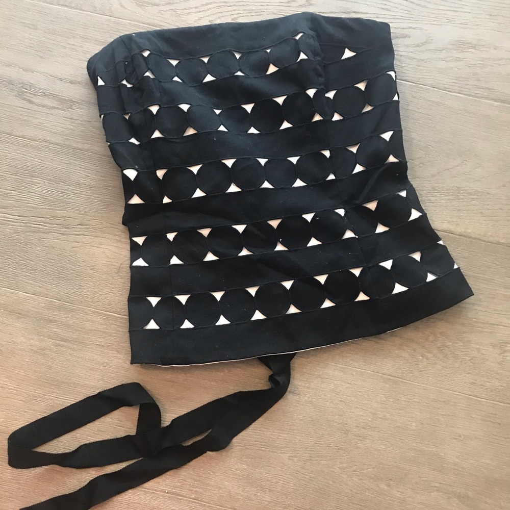 NWT! WHBM strapless corset style white/black top.